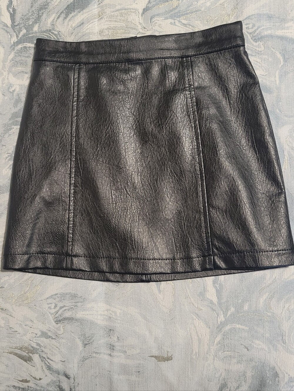 Girls Black Faux Leather Mini Skirt